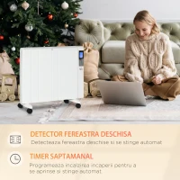 HOMCOM Incalzitor cu conventie, incalzire silentioasa, portabil sau montat pe perete cu detectarea deschiderii ferestrei, temporizator, telecomanda, oprire de siguranta(m-7)