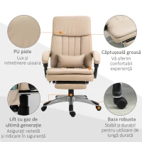 Vinsetto scaun de birou cu masaj, 67x69x106.5-114.5 cm, bej(m-8)