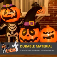 HOMCOM 8.5ft Inflatable Halloween Skeleton Pumpkin Ghost and White Ghost with Three Pumpkins, Blow-Up Outdoor LED Display for Garden, Party, Holiday(m-7)