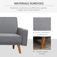 HOMCOM Divano Letto Angolare con Penisola Componibile Schienale Reclinabile e Struttura in Legno in Tessuto Grigio(m-5)