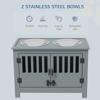 PawHut Raised Dog Bowls, Pet Feeding Station, with Storage, Food and Water Bowls, for Large Dogs - Grey(m-4)