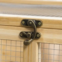 PawHut Kleintierstall inkl. Trennplatte 4 Rollen Tannenholz Metall Natur(m-9)