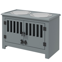 PawHut Raised Dog Bowls, Pet Feeding Station, with Storage, Food and Water Bowls, for Large Dogs - Grey