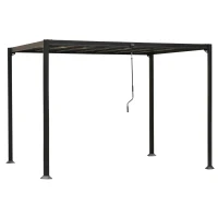 Outsunny Pergola Gazebo da Giardino 3x3m con Tetto Apribile in Alluminio e Policarbonato, Grigio(m-10)