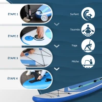 HOMCOM Stand up paddle gonflable surf planche de paddle pour adulte dim. 320L x 80l x 15H cm nombreux accessoires fournis PVC(m-6)