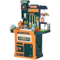 AIYAPLAY Cucina Giocattolo per Bambini 3-6 Anni da 77 Pezzi con Rubinetto, Suoni Realistici e Luci(m-1)
