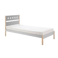 HOMCOM Lit Enfant 90 x 190 cm - Structure lit avec tête de lit et sommier à Lattes Inclus - pin Massif MDF Classe E1 Gris Clair(m-5)