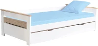 Lit gigogne enfant structure lit avec lit tiroir et sommiers blanc bois clair(m-1)