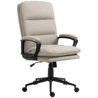 Vinsetto Ergonomic Computer Desk Chair, PU Leather Office Chair with Adjustable Height and Swivel Rolling Wheels for Work Study, Light Grey(m-11)