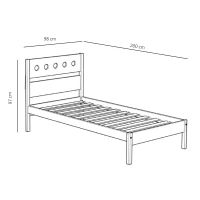 HOMCOM Lit Enfant 90 x 190 cm - Structure lit avec tête de lit et sommier à Lattes Inclus - pin Massif MDF Classe E1 Gris Clair(m-3)