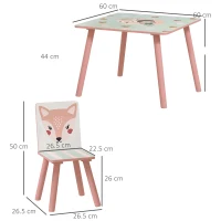 ZONEKIZ Kids and Table Chairs, Children Desk with Two Chairs, Toddler Furniture Set, for Ages 3-6 Years - Pink(m-3)