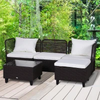Outsunny Lot de 2 accoudoirs Salon de Jardin dim. 63L x 60l cm (épaisseur : 2,5 cm) résine tressée Chocolat(m-2)