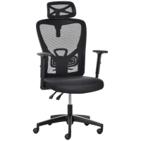 Vinsetto Chaise Bureau Ergonomique Fauteuil de Bureau Grand Confort avec Appui-tête et Dossier inclinable Hauteur Assise réglable Tissu Maille Noir(m-1)
