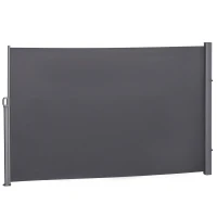 Outsunny Store latéral Brise-Vue paravent rétractable dim. 3L x 1,6H m alu. Polyester imperméable Anti-UV Haute densité 180 g/m² Gris(m-4)