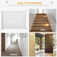 PawHut Retractable Stair Gate,  Dog Pet Barrier, for Doorway, Staircase, Hallway - White(m-5)