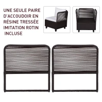 Outsunny Lot de 2 accoudoirs Salon de Jardin dim. 63L x 60l cm (épaisseur : 2,5 cm) résine tressée Chocolat(m-5)