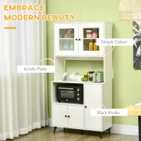 HOMCOM Freestanding Kitchen Cupboard, Modern Kitchen Storage Cabinet with Doors and Adjustable Shelves, 180cm, White(m-7)