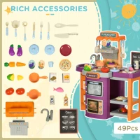 AIYAPLAY Cucina Giocattolo per Bambini 3-6 Anni Pieghevole con Accessori, Suoni e Luci, 52x29x61 cm(m-8)