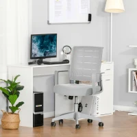 Vinsetto Chaise de Bureau Fauteuil de Bureau Ergonomique Hauteur réglable pivotante 360° revêtement Maille Gris(m-2)
