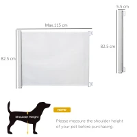 PawHut Retractable Stair Gate,  Dog Pet Barrier, for Doorway, Staircase, Hallway - White(m-3)