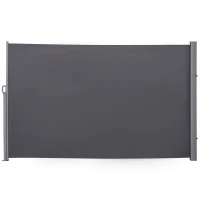 Outsunny Store latéral Brise-Vue paravent rétractable dim. 3L x 1,6H m alu. Polyester imperméable Anti-UV Haute densité 180 g/m² Gris(m-1)