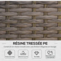 Outsunny Salon de jardin 4 places 4 pièces style colonial table basse coussins beige inclus résine tressée marron clair(m-4)