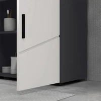 kleankin Dulap sub Chiuveta, Dulap de Baie, Dulap de Depozitare pentru Chiuveta pentru Podea cu Usi Duble si Rafturi, 60 x 30 x 60 cm, Gri Deschis(m-9)
