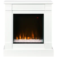 HOMCOM Electric Fireplace Suite with 92cm Surround, Freestanding Electric Fire with Realistic Flame Effect and Remote Control, 1&2kW, Overheat Protection, 12H and Weekly Timer, Eco Mode, White(m-1)