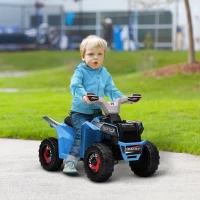 HOMCOM Quad pentru Copii 18-36 de luni din PP si Metal cu Roti Rezistente si Viteza max 2.5 km/h, 70x41.5x48.5 cm, Albastru Gri si Negru(m-2)
