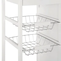 HOMCOM Carrinho de Cozinha de madeira com porta de vidro e 2 prateleiras e 4 rodinhas Branco 70x37x85 cm(m-8)