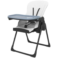 ZONEKIZ Seggiolone Pappa Pieghevole per Bimbi da 6-36 Mesi, Altezza Regolabile e Schienale Reclinabile, Nero e Bianco(m-10)