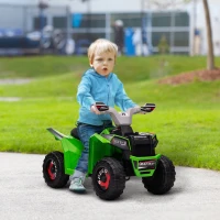 HOMCOM Quad pentru Copii 18-36 de luni din PP si Metal cu Roti Rezistente si Viteza max 2.5 km/h, 70x41.5x48.5 cm, Verde Gri si Negru(m-2)