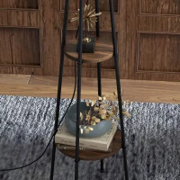 HOMCOM Lampa de Podea cu Rafturi, Lampi Moderne Inalte Independente pentru Camera de Zi, Dormitor, cu Abajur din Material Textil (Becul nu este Inclus), Nuc Maro si Maro Deschis(m-9)