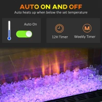 HOMCOM Electric Fireplace Suite with 92cm Surround, Freestanding Electric Fire with Realistic Flame Effect and Remote Control, 1&2kW, Overheat Protection, 12H and Weekly Timer, Eco Mode, White(m-6)
