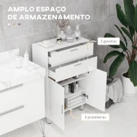 kleankin Móvel Auxiliar Casa de Banho 2 Gavetas e Armário 60x30x93 cm Branco(m-4)