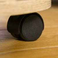 HOMCOM Set de 2 Mese de Cafea Rotunde, Set de Mese cu Masa de Cafea din Sticla, Noptiera pe Roti cu 4 Rafturi de Depozitare, Mese Laterale Moderne pentru Camera de Zi, Auriu, Stejar(m-9)