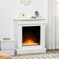 HOMCOM Electric Fireplace Suite with 92cm Surround, Freestanding Electric Fire with Realistic Flame Effect and Remote Control, 1&2kW, Overheat Protection, 12H and Weekly Timer, Eco Mode, White(m-10)