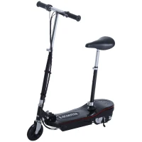 HOMCOM Patinete Eléctrico Plegable para Niños y Adolescentes de +7 Años Scooter con Luz LED Manillar Ajustable en Altura y Asiento Opcional Velocidad Max. de 10 km/h Carga 70 kg 76x38x80-96 cm Negro(m-1)