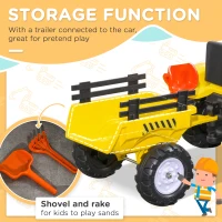 HOMCOM Pedal Go Kart, Kids Ride on Tractor with Back Trailer, Shovel & Rake, Horn, Four Wheels Tractor Toy for Child Toddler(m-7)