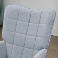 HOMCOM Armchair with Footstool, Living Room Chair, Linen Accent Chair for Bedroom, Home Study, Light Grey(m-9)
