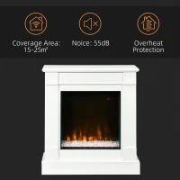 HOMCOM Electric Fireplace Suite with 92cm Surround, Freestanding Electric Fire with Realistic Flame Effect and Remote Control, 1&2kW, Overheat Protection, 12H and Weekly Timer, Eco Mode, White(m-7)