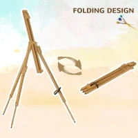 Vinsetto Sevalet pentru Pictura Pliabil din Lemn de Fag cu Inaltime si Inclinare Reglabile, 93x84x183 cm, Lemn natur(m-7)