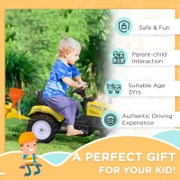 HOMCOM Pedal Go Kart, Kids Ride on Tractor with Back Trailer, Shovel & Rake, Horn, Four Wheels Tractor Toy for Child Toddler(m-6)