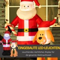 Outsunny Weihnachtsdeko, Weihnachtsmann mit Hund, aufblasbar, groß, inkl. Gebläse, 117 x 80 x 157 cm(m-5)