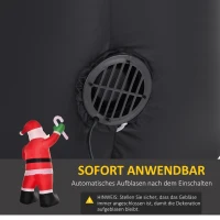 HOMCOM Aufblasbarer Weihnachtsmann mit LED-Beleuchtung inkl. Gebläse, Halteseilen, Bodenspieße, Sandsäcke,140cm x 85cm x 250cm(m-6)