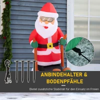 HOMCOM Aufblasbarer Weihnachtsmann auf Schlitten 1,2 m Weihnachtsdekoration mit Lichtern Weihnachten Gärten schnelles Entlüften automatisches Aufblasen wetterfest Polyester 85 x 45 x 124 cm(m-7)