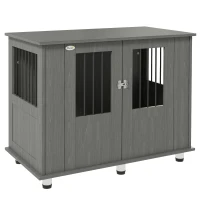 PawHut Dog Crate Table for Medium and Large Dogs with Magnetic Door for Indoor Use, 95 x 55 x 75 cm, Grey(m-1)