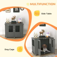 PawHut Dog Crate Table for Medium and Large Dogs with Magnetic Door for Indoor Use, 95 x 55 x 75 cm, Grey(m-5)