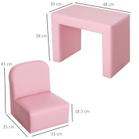 HOMCOM 2 In 1 Toddler Sofa Chair,  48 x 44 x 41 cm, for Game Relax Playroom, Pink(m-3)