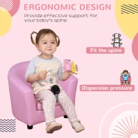 HOMCOM Kids Toddler Sofa Children's Armchair Footstool with Thick Padding, Anti-skid Foot Pads, 30 x 28 x 21cm, Pink(m-5)